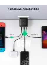 Gan X 65w 3 Type-c Pd Ve Usb Hızlı Şarj Cihazı