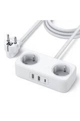 Type-c Usb Çıkışlı 2 Li Akım Korumalı Grup Priz 1.8 Metre