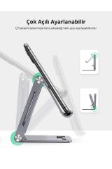 Alüminyum Masaüstü Telefon Tablet Tutucu Stand Gri