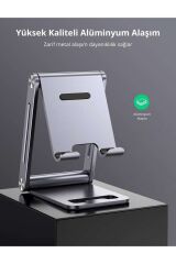 Alüminyum Masaüstü Telefon Tablet Tutucu Stand Gri