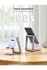 Alüminyum Masaüstü Telefon Tablet Tutucu Stand Gri