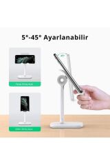 Açı Ayarlı Masaüstü Telefon Tablet Standı Beyaz