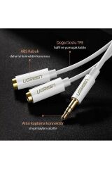3.5mm Aux Stereo Kulaklık Çoklayıcı Kablo Beyaz