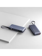 Juo 20000 mAh 130W LED Ekranlı Usb-A + Type-C Kablolu Powerbank Taşınabilir Hızlı Şarj Cihazı