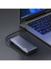 Juo 20000 mAh 130W LED Ekranlı Usb-A + Type-C Kablolu Powerbank Taşınabilir Hızlı Şarj Cihazı