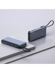 Juo 20000 mAh 130W LED Ekranlı Usb-A + Type-C Kablolu Powerbank Taşınabilir Hızlı Şarj Cihazı