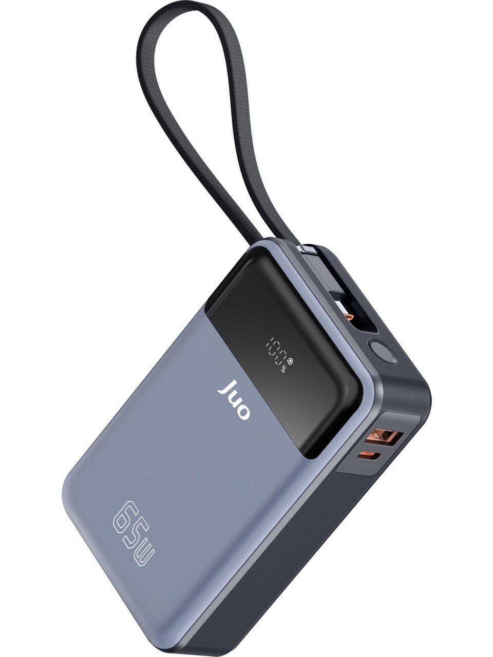 Juo 20000 mAh 65W LED Ekranlı Usb-A + Type-C Kablolu Taşınabilir Hızlı Şarj Cihazı Powerbank