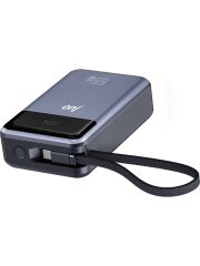 Juo 20000 mAh 65W LED Ekranlı Usb-A + Type-C Kablolu Taşınabilir Hızlı Şarj Cihazı Powerbank