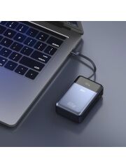 Juo 20000 mAh 65W LED Ekranlı Usb-A + Type-C Kablolu Taşınabilir Hızlı Şarj Cihazı Powerbank