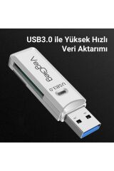 Usb 3.0 Sd Ve Micro Sd Hafıza Kart Okuyucu Beyaz
