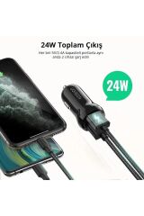 Çift Portlu 24w Araç Çakmaklık Hızlı Şarj Cihazı