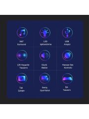 Aula N-169B Aux Stereo 2.0 Rgb Masaüstü Gaming Oyuncu Hoparlör Speaker