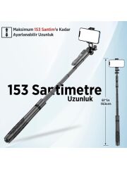 Juo JST40 Alüminyum Tripod Monopod Selfie Çubuğu Kumandalı Android iPhone Gopro Uyumlu