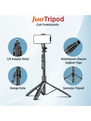 Juo JST40 Alüminyum Tripod Monopod Selfie Çubuğu Kumandalı Android iPhone Gopro Uyumlu