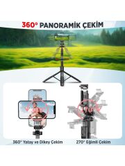 Juo JST40 Alüminyum Tripod Monopod Selfie Çubuğu Kumandalı Android iPhone Gopro Uyumlu