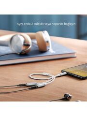 Ugreen 3.5mm Trs Kulaklık Çoklayıcı Y Kablo Beyaz