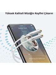 Ugreen 3.5mm Trs Kulaklık Çoklayıcı Y Kablo Beyaz