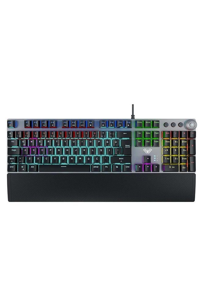 F2058 Bilek Destekli Rgb Makrolu Mekanik Kablolu Oyuncu Klavyesi