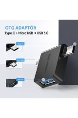 Usb 3.0 Type-c Ve Micro Usb Dönüştürücü Adaptör