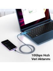 VegGieg USB 3.1 Type-C Pd 100W 5A 10GBPS 4K 60Hz Destekli Kablo 2 Metre