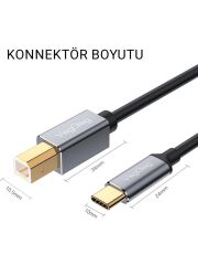 VegGieg Type-C To Usb-B Yazıcı Kablosu 1.5 Metre