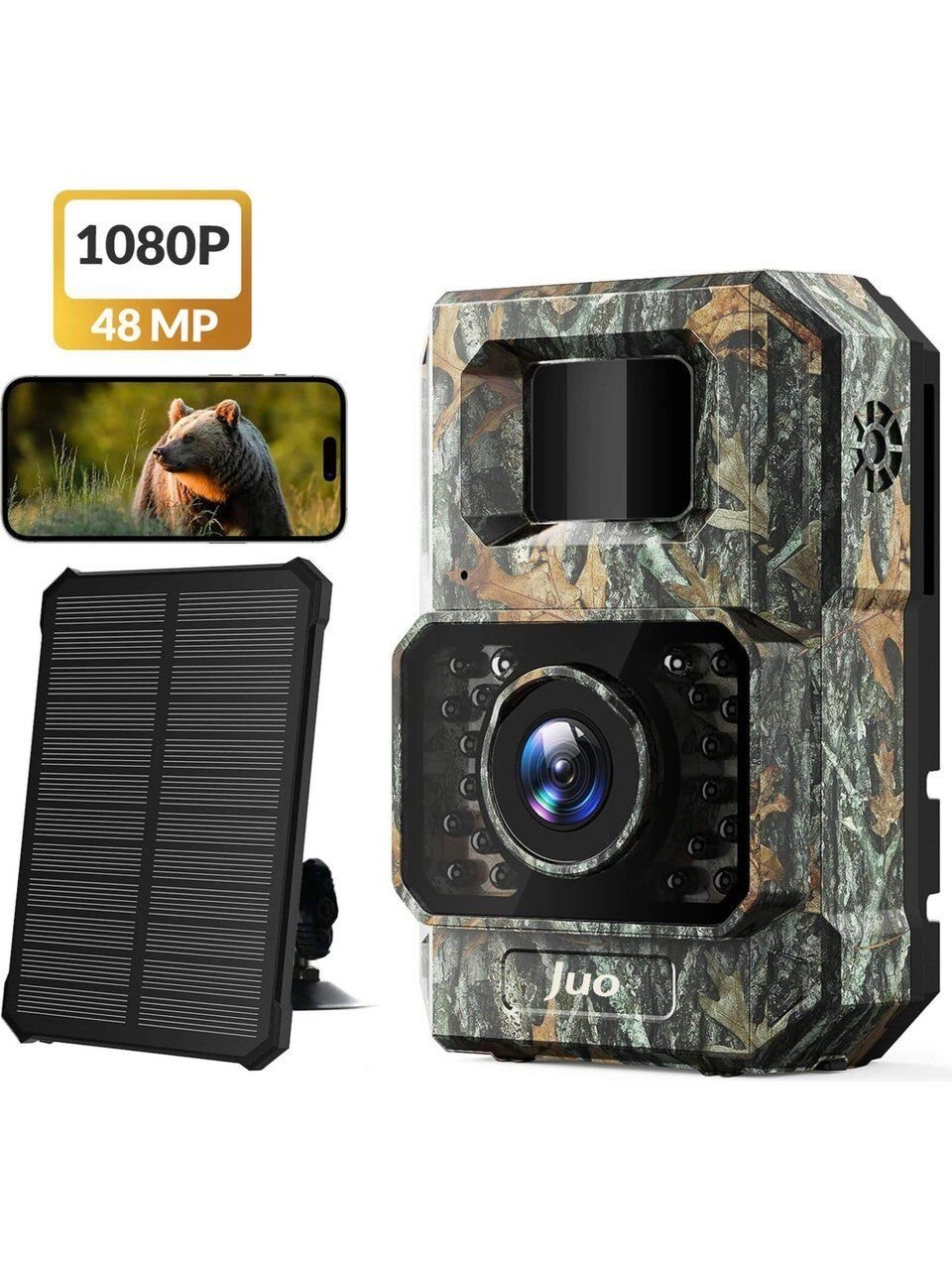 Juo 850WS Güneş Enerjili Fotokapan 48MP Full Hd Wifi Hareket Sensörlü Gece Görüşlü IP66 Su Geçirmez