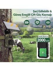 Juo 850WS Güneş Enerjili Fotokapan 48MP Full Hd Wifi Hareket Sensörlü Gece Görüşlü IP66 Su Geçirmez