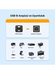 VegGieg USB B Printer Tarayıcı Yazıcı Data Kablosu 10 Metre