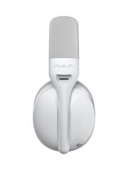 Aula S6 Ultra Hafif Kablosuz Bluetooth Type-C Mikrofonlu Gaming Oyuncu Kulaklığı Beyaz