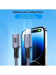 veggıeg Veggieg USB 4.0 E-Mark 240W 40GBPS Thunderbolt 4 8k 60Hz Type-C Uzatma Kablosu 1 Metre