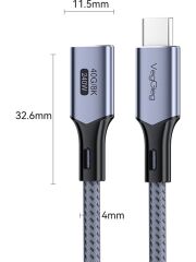veggıeg Veggieg USB 4.0 E-Mark 240W 40GBPS Thunderbolt 4 8k 60Hz Type-C Uzatma Kablosu 1 Metre