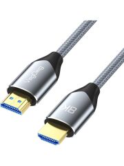 VegGieg 8k 60Hz 4K 120Hz 48 Gbps Hdr Arc Hdcp Örgülü HDMI 2.1 Kablo 1.5 Metre