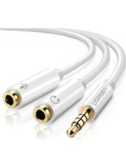 Ugreen Mikrofon ve Kulaklık Ayırıcı 3.5mm Y Kablo Beyaz