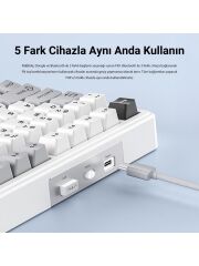 Aula F99 3 Modlu Rgb Hot Swap Mekanik Linear Graywood V3 Switch Kablosuz Makrolu Klavye Gri