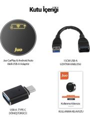Juo Kablosuz Carplay Android Auto Kabloludan Kablosuza Çevirici USB ve Type-C Adaptör